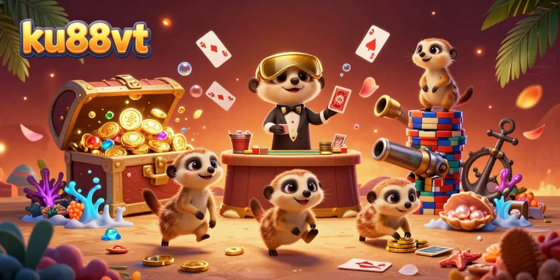 Engage with high-stakes gaming at ku88vt's vibrant casino, where meerkats orchestrate thrilling action.