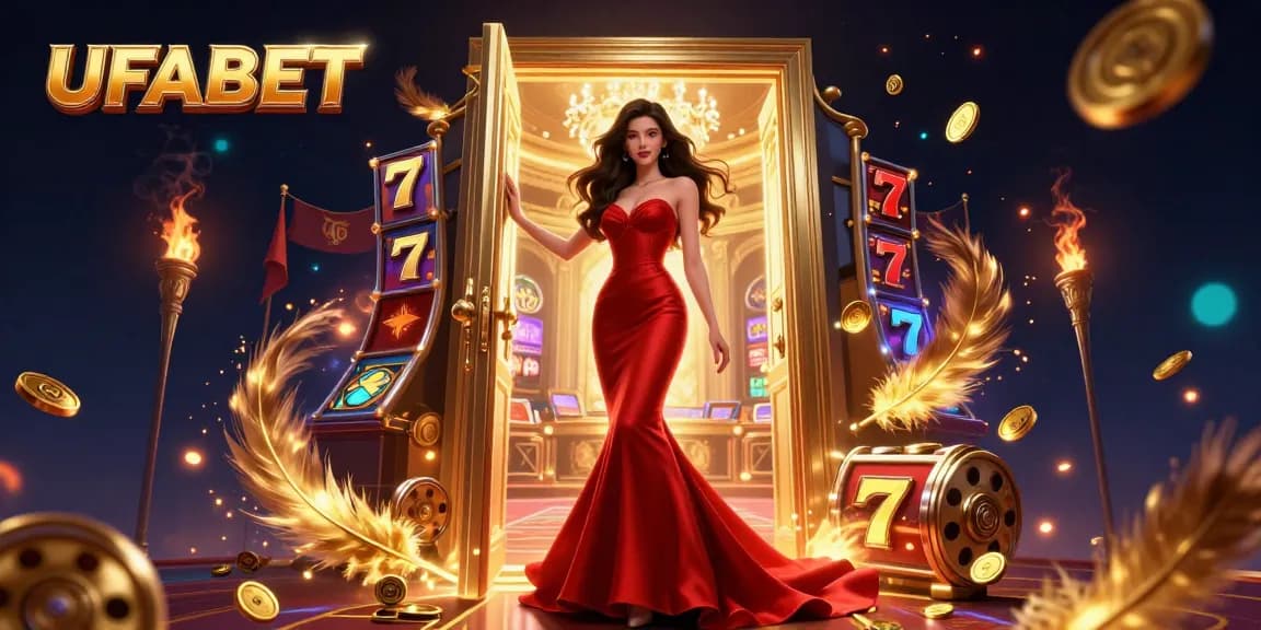 Bet and win exciting jackpots at UFABET in a vibrant, atmospheric casino scene.