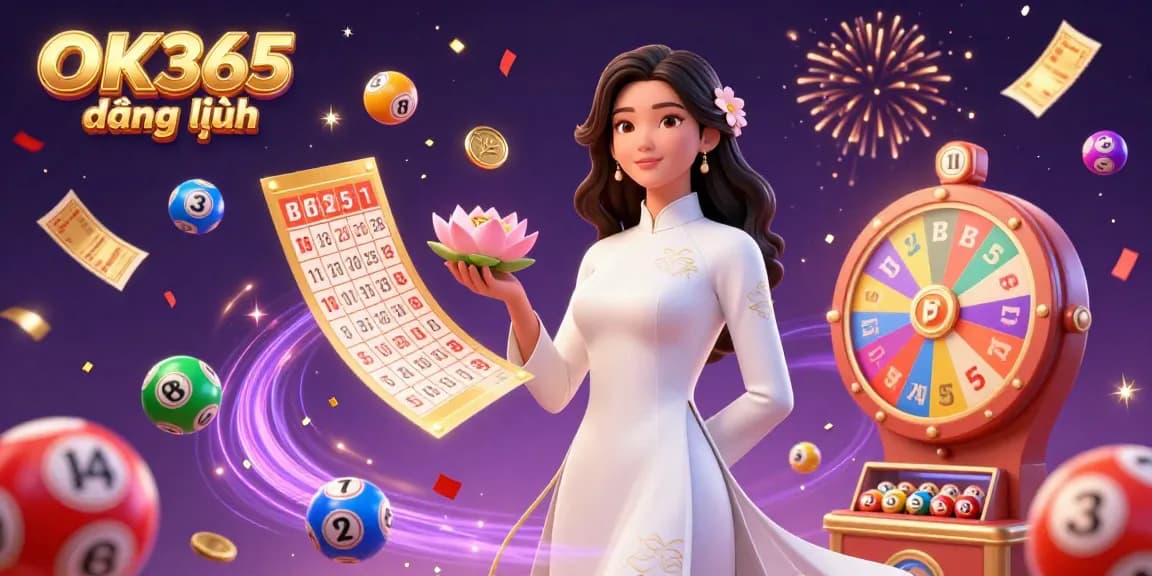 Engage with OK365 đăng nhập using our vibrant lottery scene featuring dynamic game elements and festive effects.