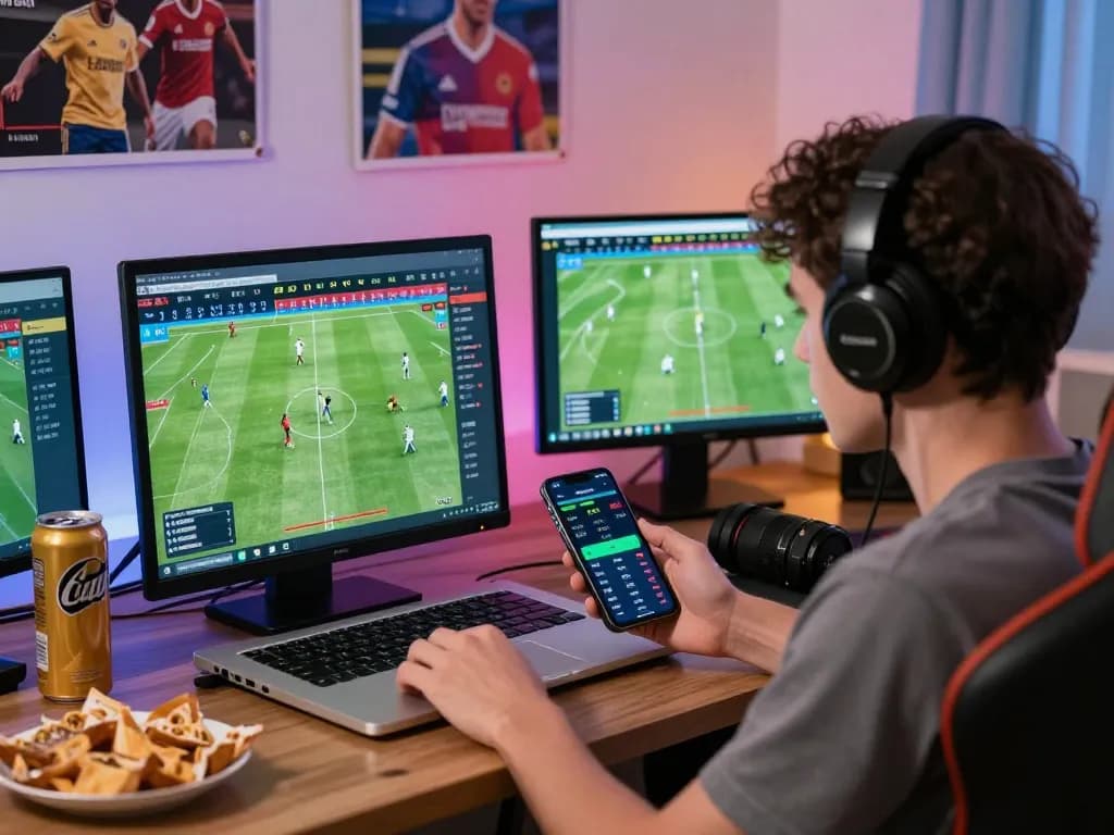 Engaged user checking nowgoal live football scores while preparing for a thrilling betting experience.