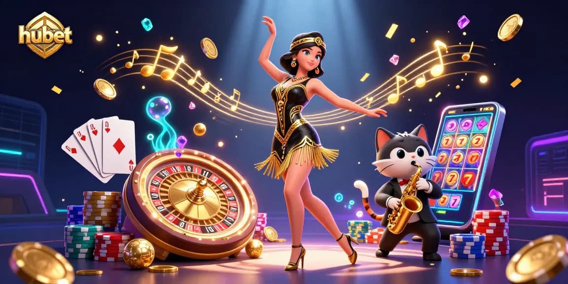 Experience exciting gameplay at hubet, where a vibrant casino scene comes to life with dynamic characters and game elements.