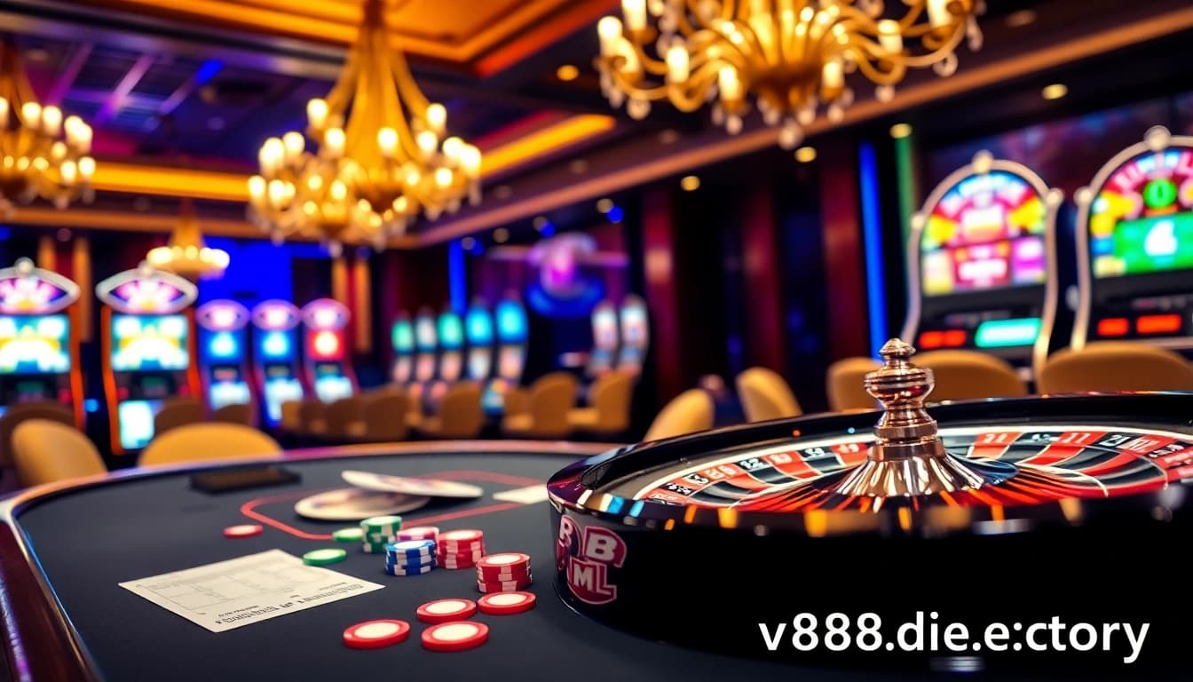 Engaging scene of gamblers at the poker table and roulette wheel at https://vn88.directory/ casino.
