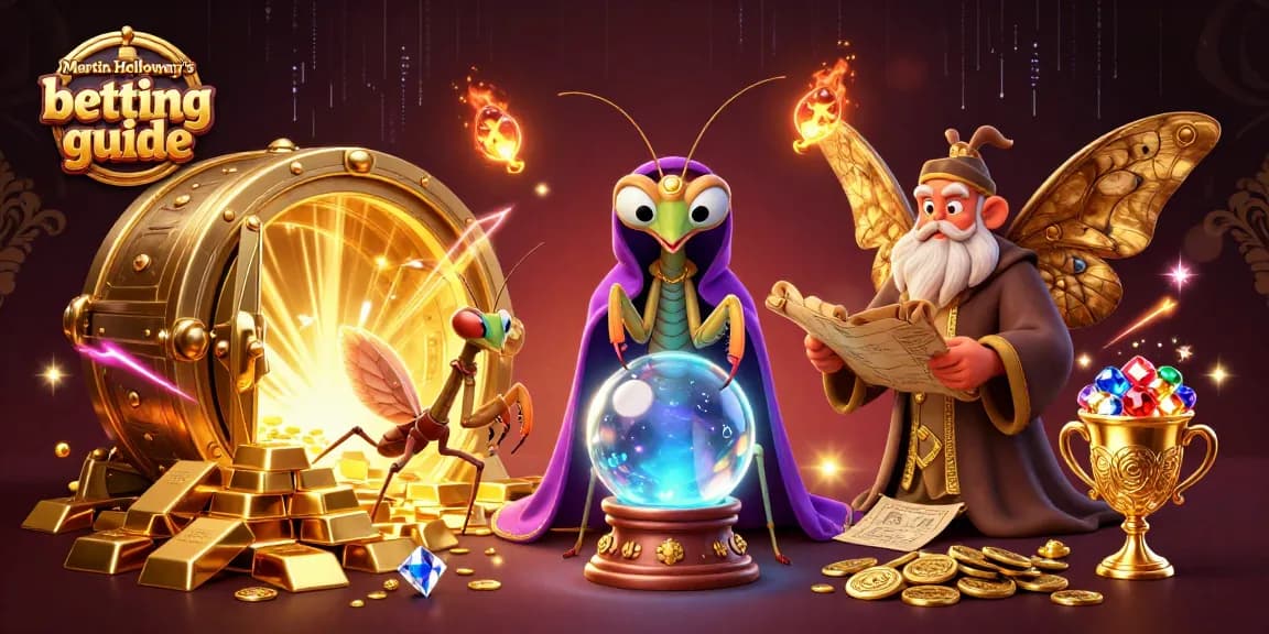 Martin Holloway’s betting guide illustrates a vibrant casino scene with mystical elements.
