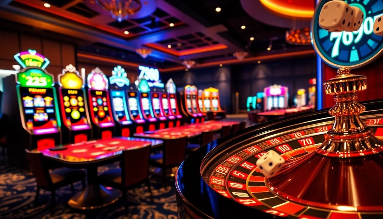 Experience thrilling gameplay at 789bet with vibrant casino tables and slot machines.
