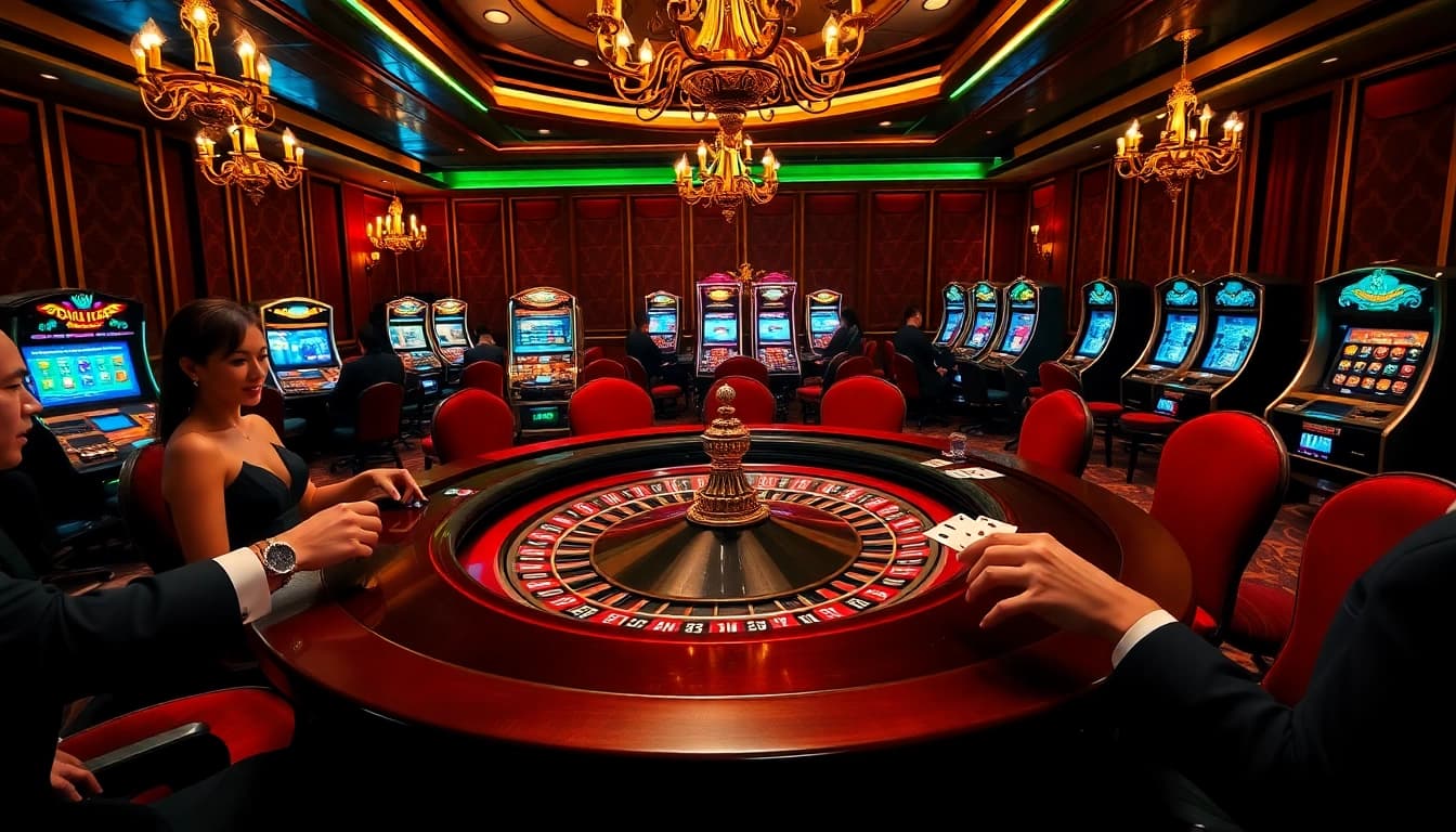 Players winning at the roulette table in a luxurious casino setting, showcasing https://uu88.bio/ excitement.