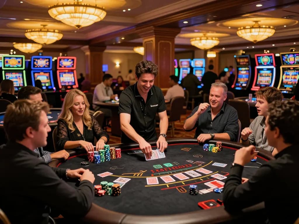 Players placing strategic bets at the TX88 blackjack table in a vibrant casino atmosphere, engaging gameplay and excitement.
