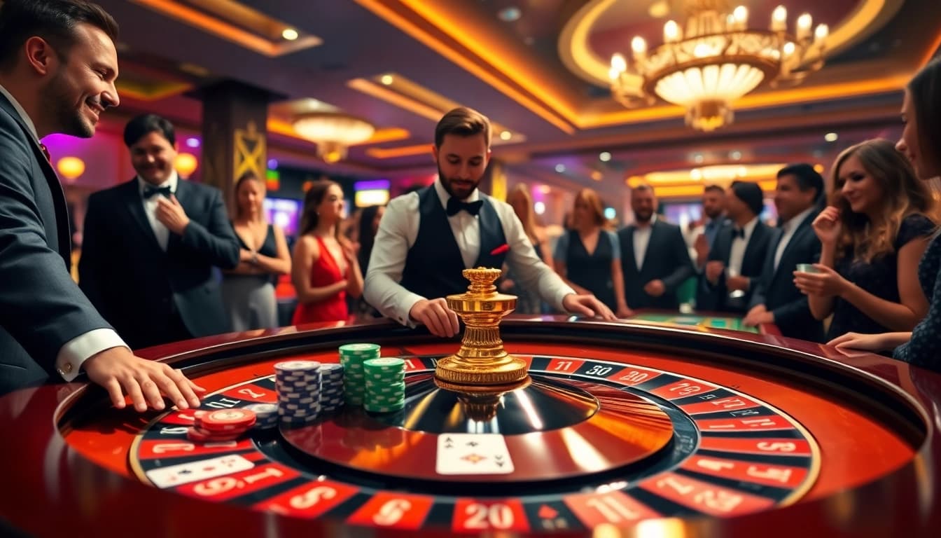 Play fun casino games with HM88 at this vibrant roulette table full of excitement.
