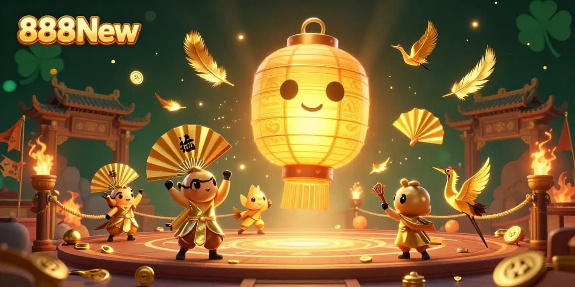 Engage in thrilling gameplay with 888New's dynamic casino scene featuring vibrant characters and interactive elements.