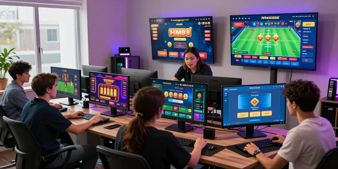 Online players enjoying live casino and sports betting on HM88 platform, showcasing vibrant rewards and engaging atmosphere.