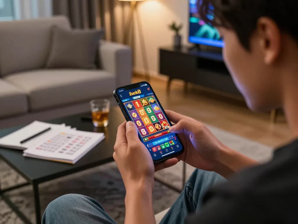 Engaged player exploring luck8 trang chủ app for online gaming excitement.