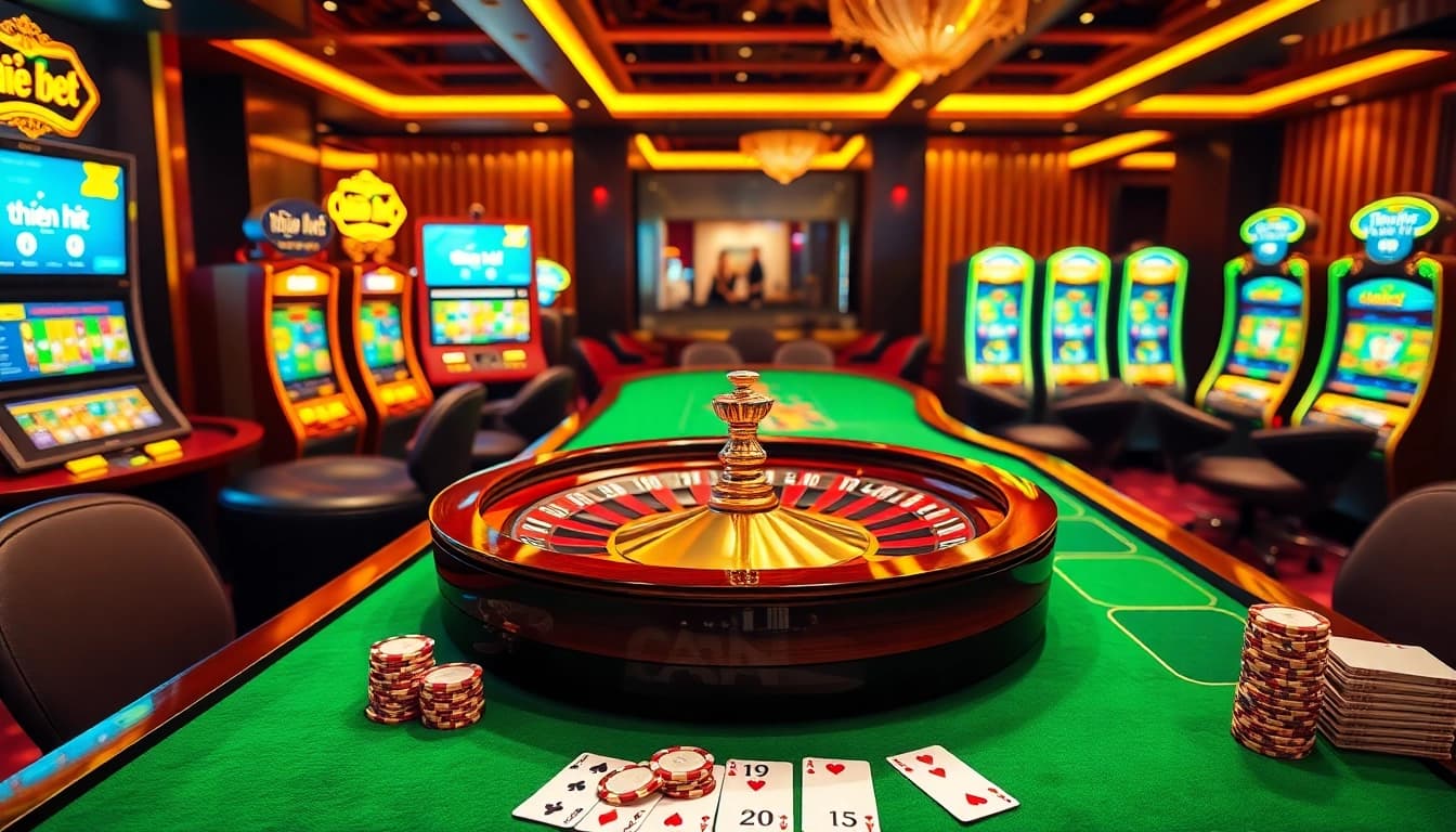 Experience excitement at thiên hạ bet's vibrant casino scene with thrilling roulette and poker tables.