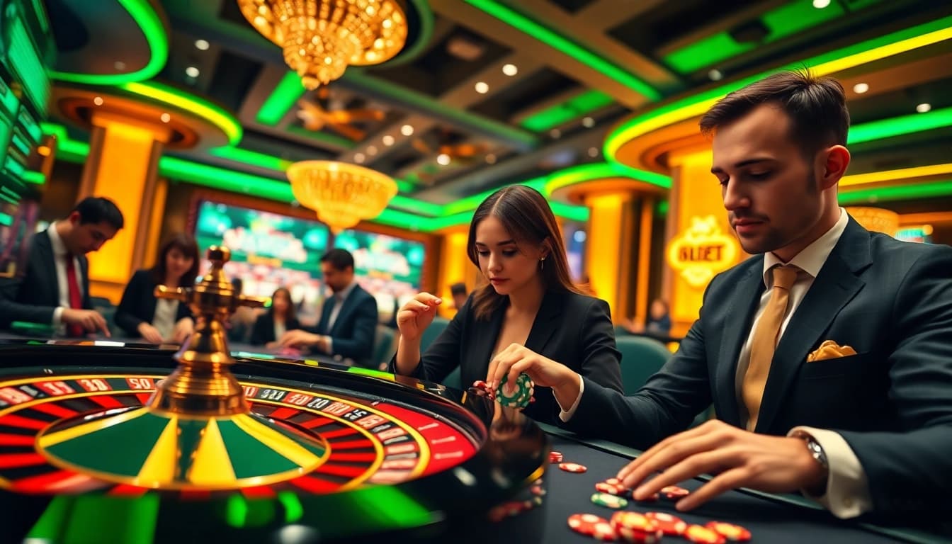 Nạp tiền 8KBET through engaging online casino gameplay with stunning visuals of chips and roulette.