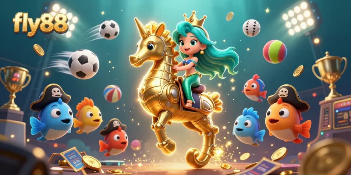 Experience excitement at fly88 with a captivating underwater casino adventure featuring a mermaid and seahorse.