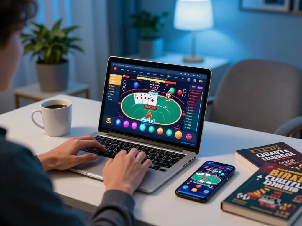 Engaging online gaming session with sc88bn poker game interface on laptop