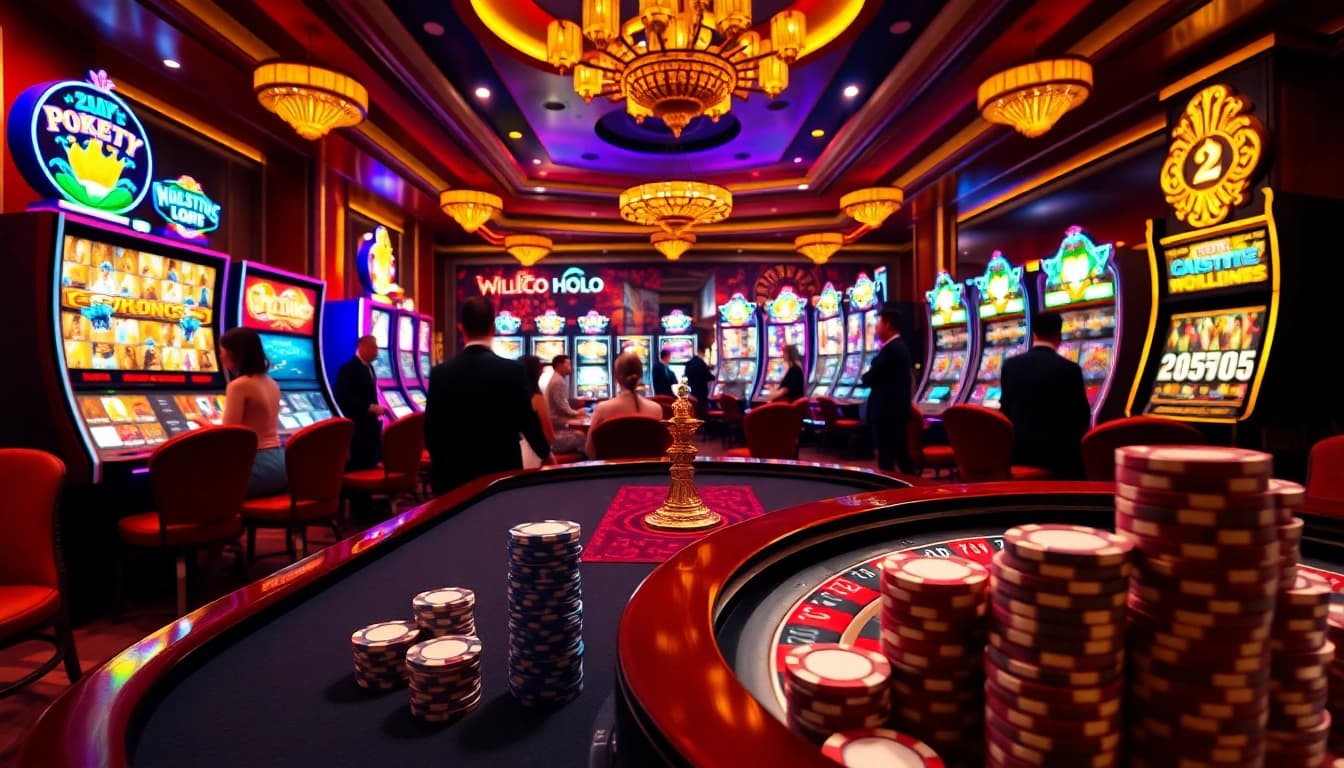 Experience thrilling gameplay at https://tylekeo.bio/ with vibrant casino visuals showcasing poker and roulette.