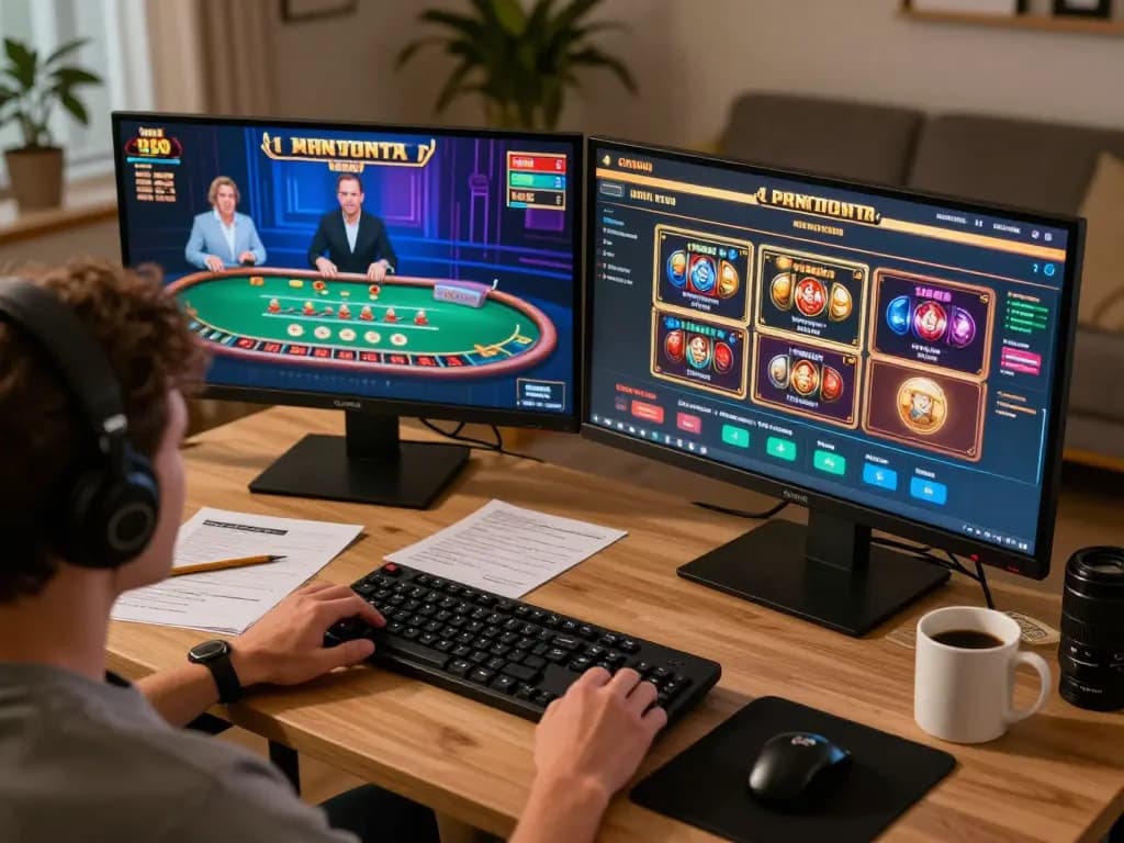 Player engaging with live dealer games on 88clbgo's online platform, vibrant gameplay scene depicting a strategic gambling moment.