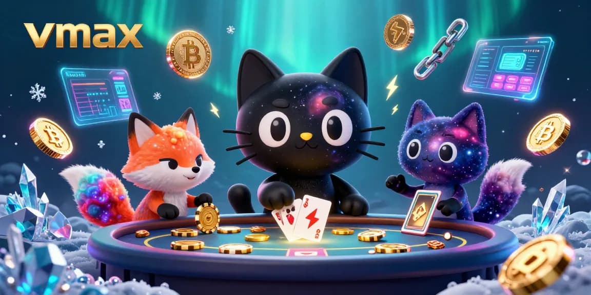 Engage in vmax-themed gaming with vibrant characters at a cosmic casino.