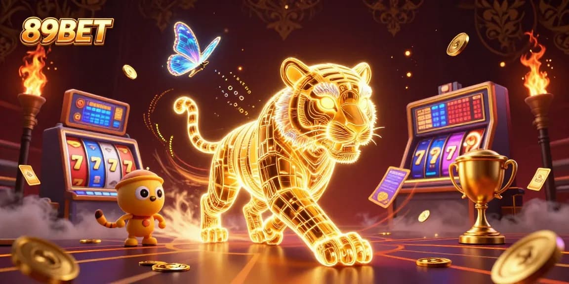 Experience the thrilling 89BET casino with captivating jackpots and golden elements in an exquisite scene.