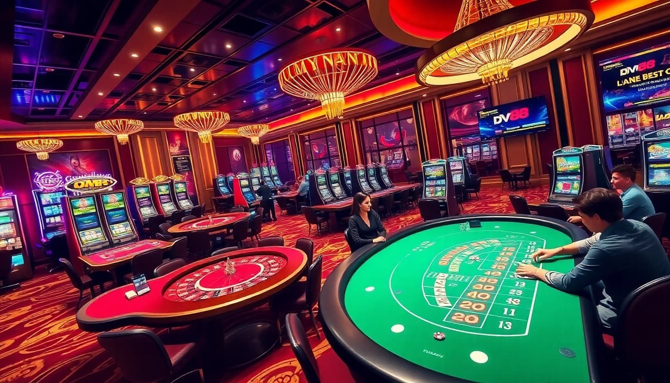 Experience the excitement of DV88 with luxurious casino gaming and vibrant slot machines.
