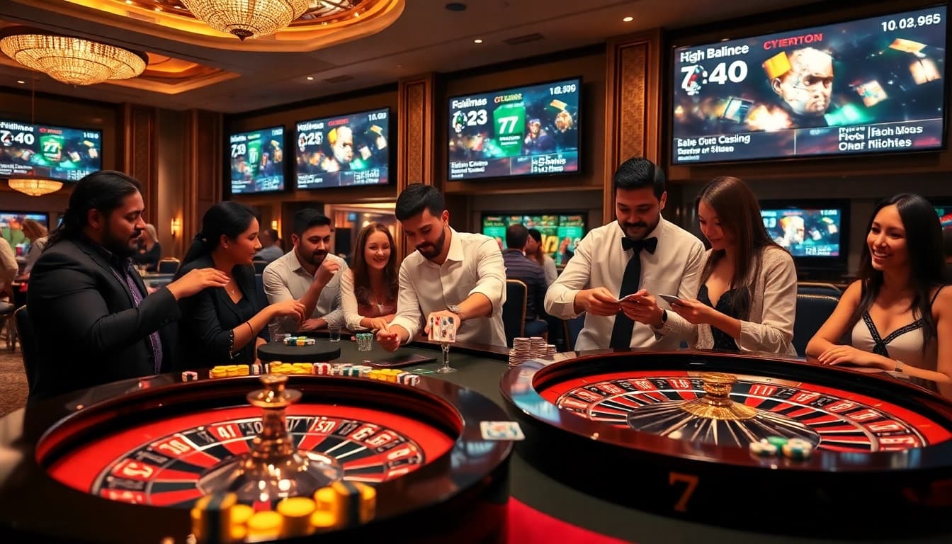 Watch players engage with 7M gambling experiences at a luxurious casino table.