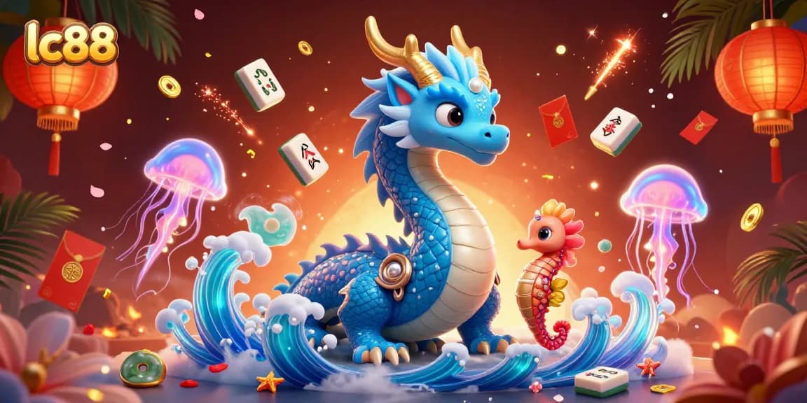 Play and win at lc88 with a vibrant scene of fantasy elements and casino items illustrating the gaming experience.