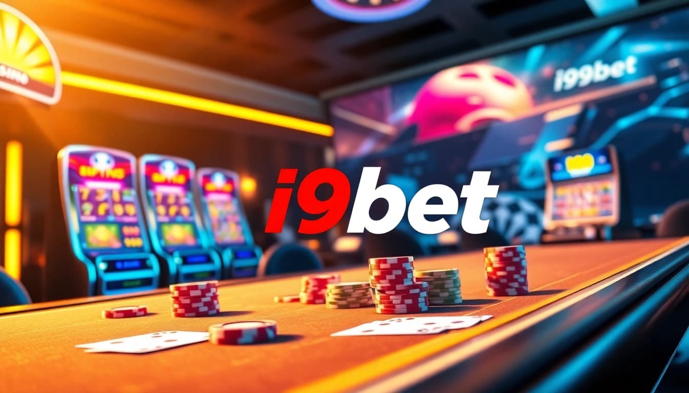 Experience fast-paced gaming at i9bet with vibrant slot machines and betting chips.
