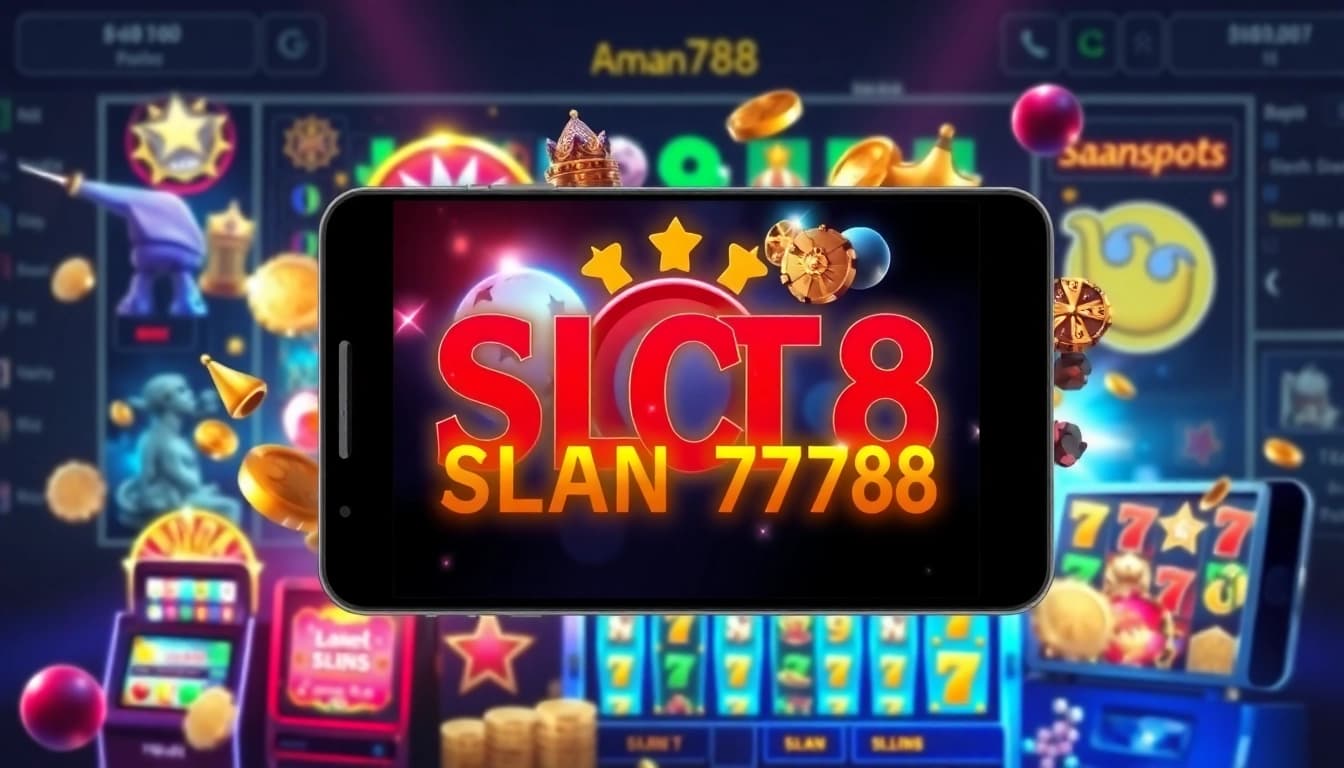 Aman788 slot resmi platform featuring colorful slot games and jackpots, designed for an exciting online gaming experience.