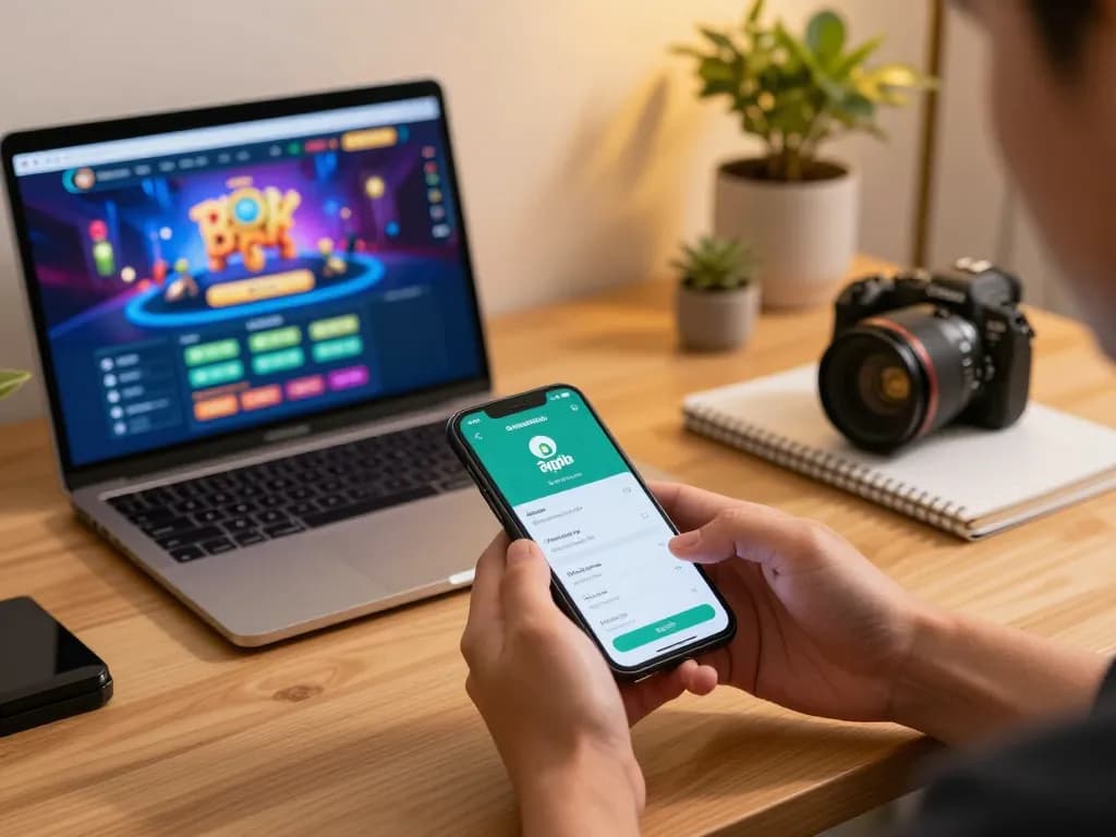 Engaging in strategic betting using apk sungaitoto on a smartphone in a cozy home setting.