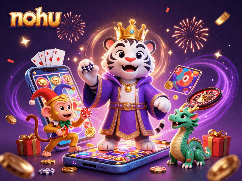 Experience thrilling adventures with nohu in a lively 3D casino scene featuring vibrant characters.