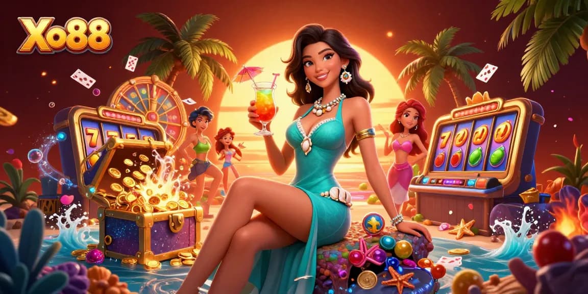 Xo88 excites players with stunning casino visuals, vibrant slots, and beach-themed elements.
