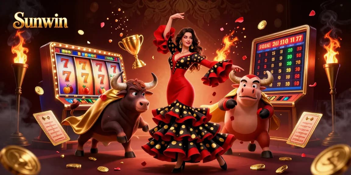 Experience Sunwin's thrilling casino games with vibrant slot action and dynamic characters.