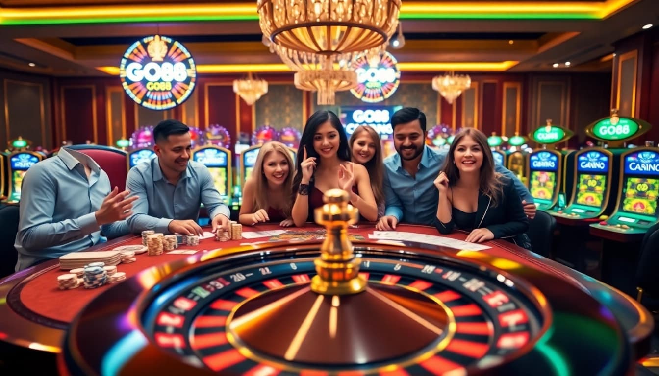Players enjoying games at GO88 casino with vibrant tables and exciting stakes.