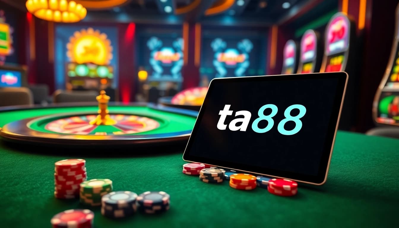 Engaging players at the ta88 online casino table with vibrant chips and exciting games.