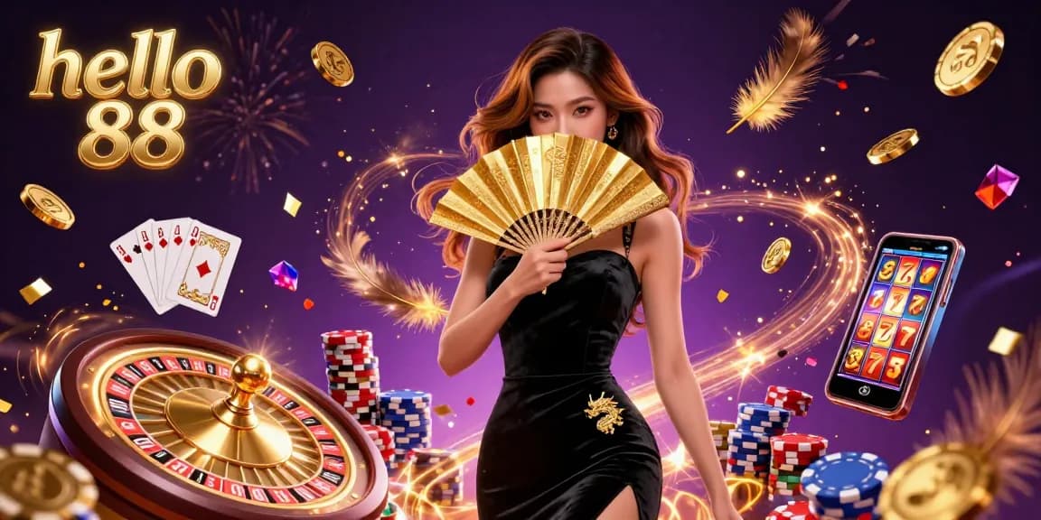 Win big at hello 88 while enjoying the vibrant 3D casino atmosphere with spinning roulette and sparkling gems.