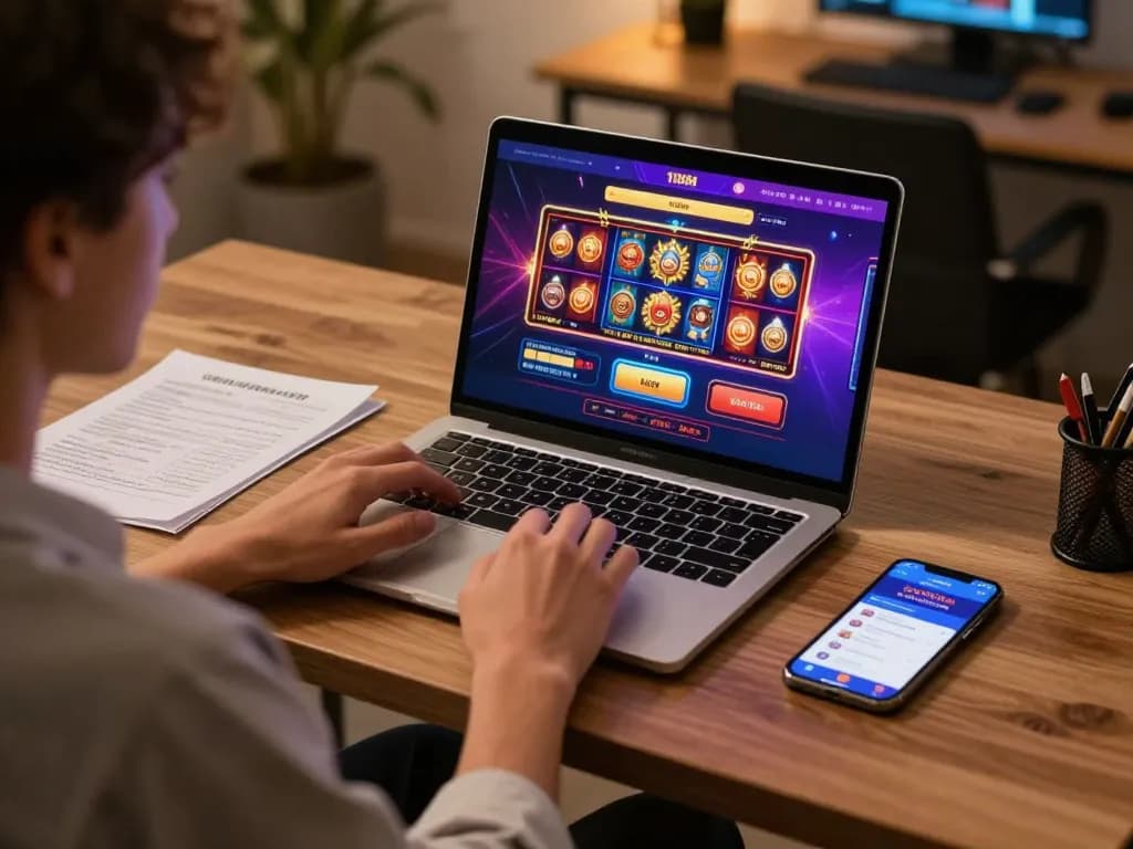 Engaged in gameplay on 58win's online casino platform with vibrant visuals and strategic notes.