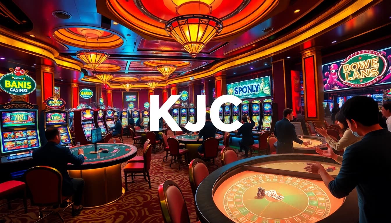 KJC players enjoying exciting casino games with vibrant tables and professional dealers.