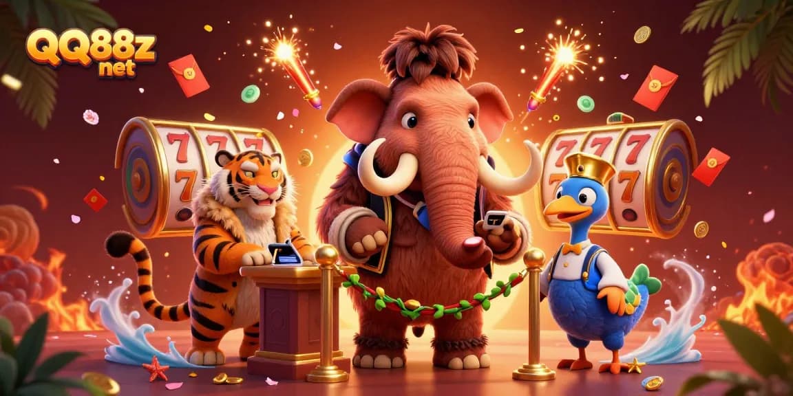 Experience the excitement of QQ88z net with dynamic gaming elements and vibrant characters at a lively casino.