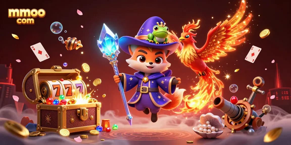 Experience exciting gameplay at mmoo com with our dynamic, vibrant casino illustration.