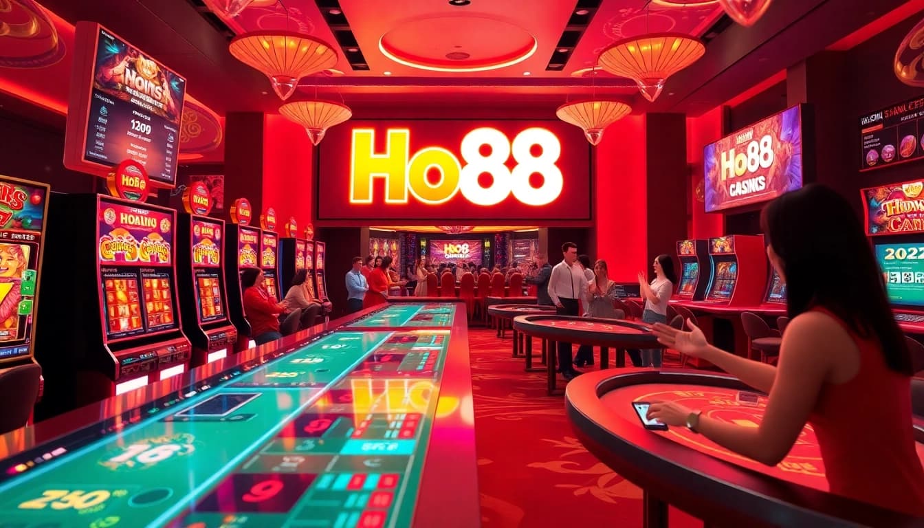 Vibrant online gaming environment representing Ho88 with players engaging in casino games