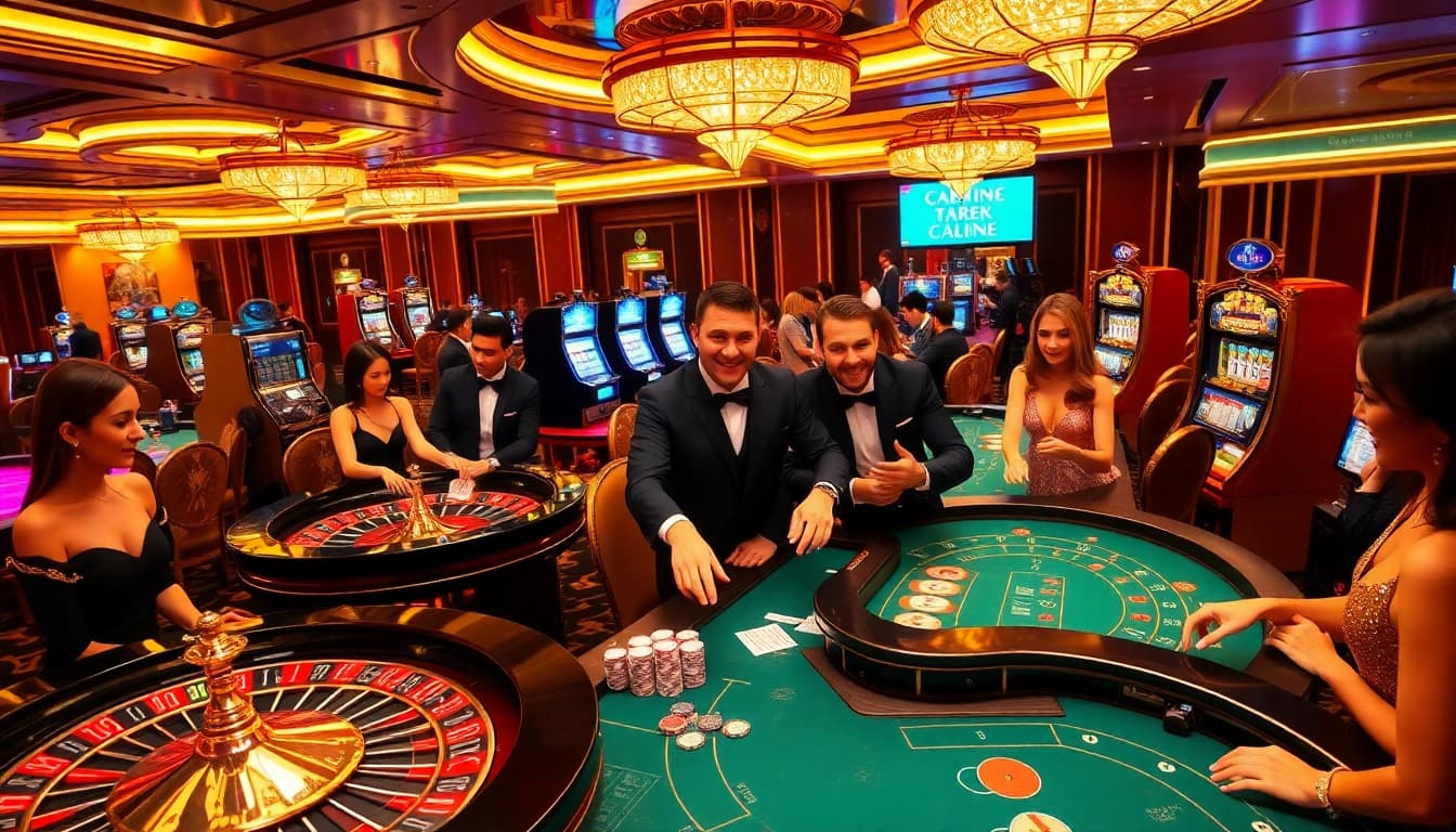 Players enjoy thrilling moments at a high-stakes casino, representing https://urr88.com/ excitement.