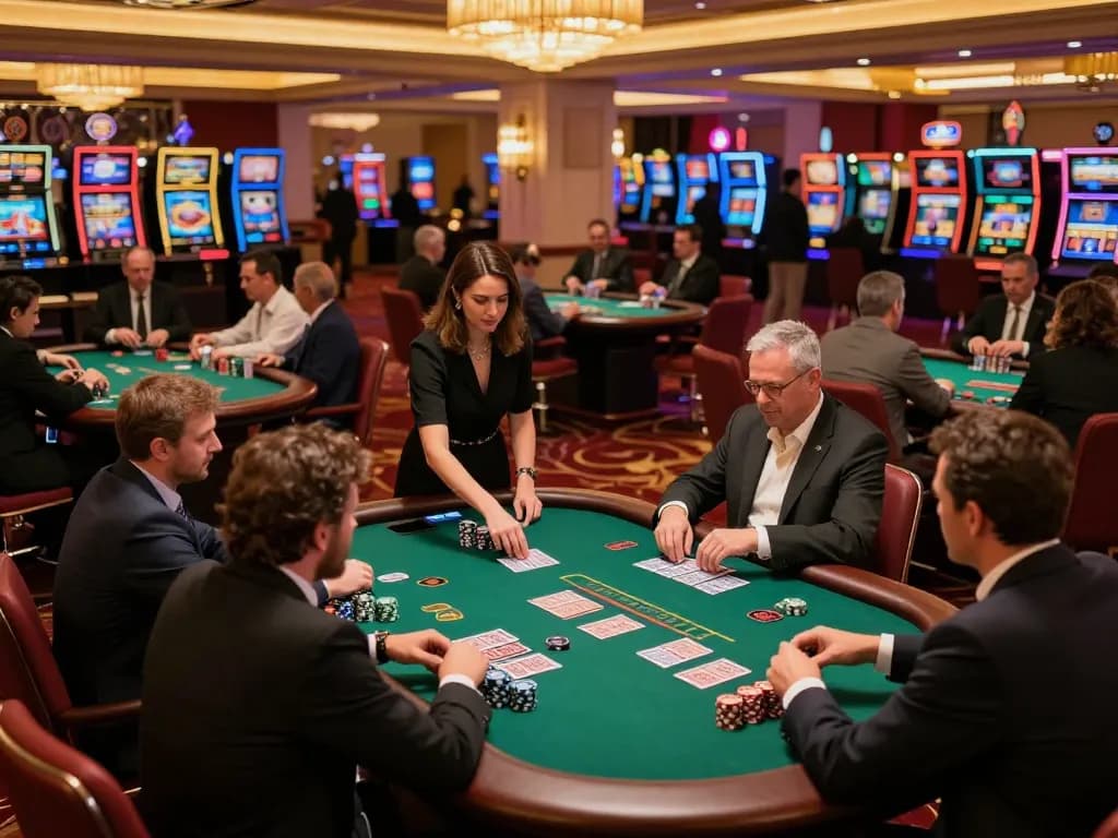 Engaging gameplay scene at https://ee888.sa.com/ with players at a blackjack table, stakes and strategy in action