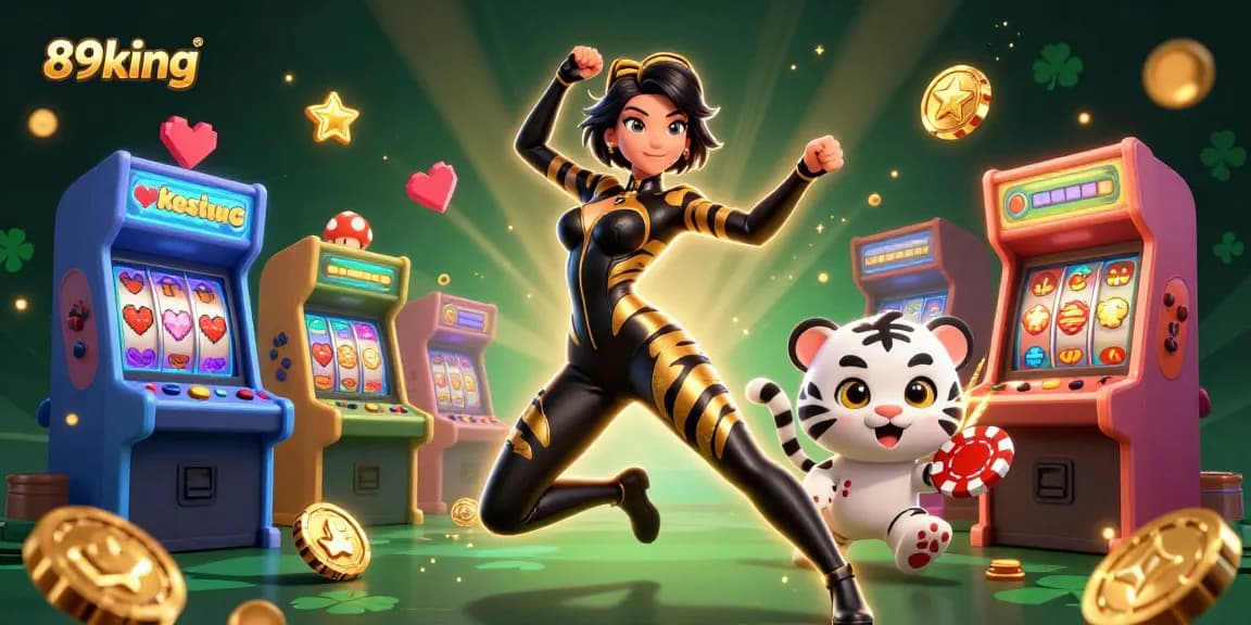 Engage in thrilling gameplay at 89king with a captivating 3D illustration of vibrant casino elements.