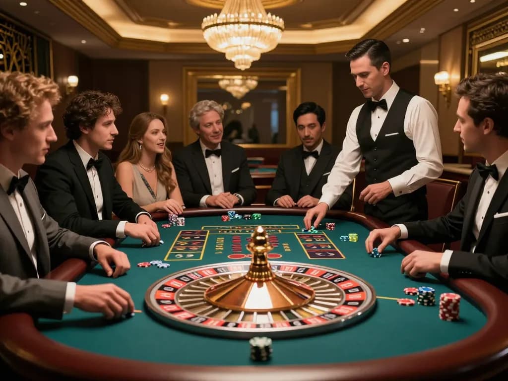 Participating in roulette at vb88game's elegant casino, capturing excitement and strategy.