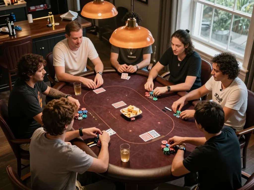 Engaged players competing at a poker table during a home game night with hytw3339 atmosphere