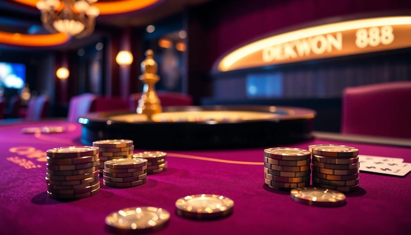Engaging scene of OPEN 88 at a luxury blackjack table with vibrant chips and cards.