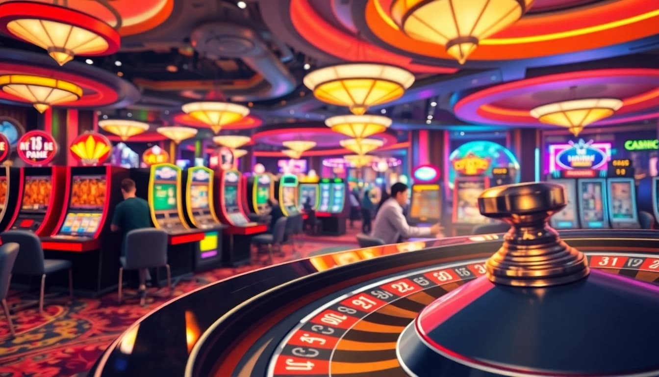 Experience excitement at the trang chủ rr88 casino with vibrant gaming floors and neon lights.