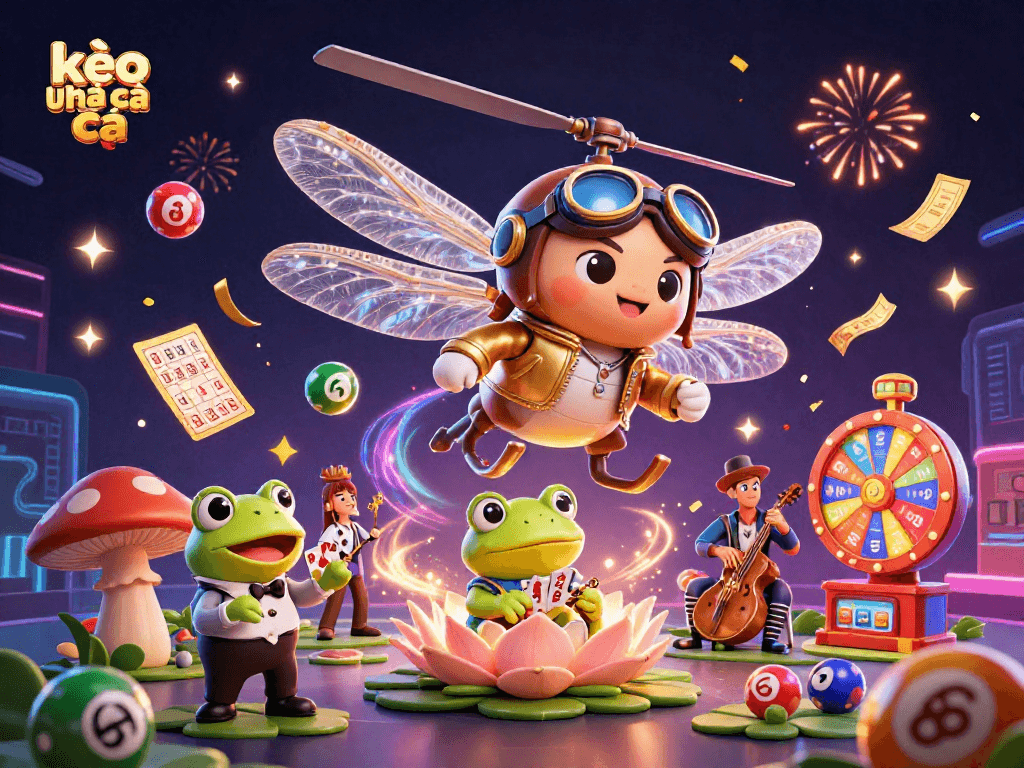 Engage with kèo nhà cái through a vibrant casino illustration featuring dynamic gaming elements.