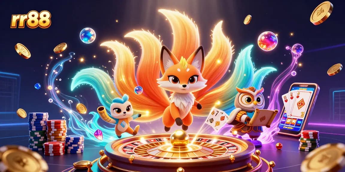 Experience thrilling gaming action at rr88 with colorful characters and dynamic casino elements.