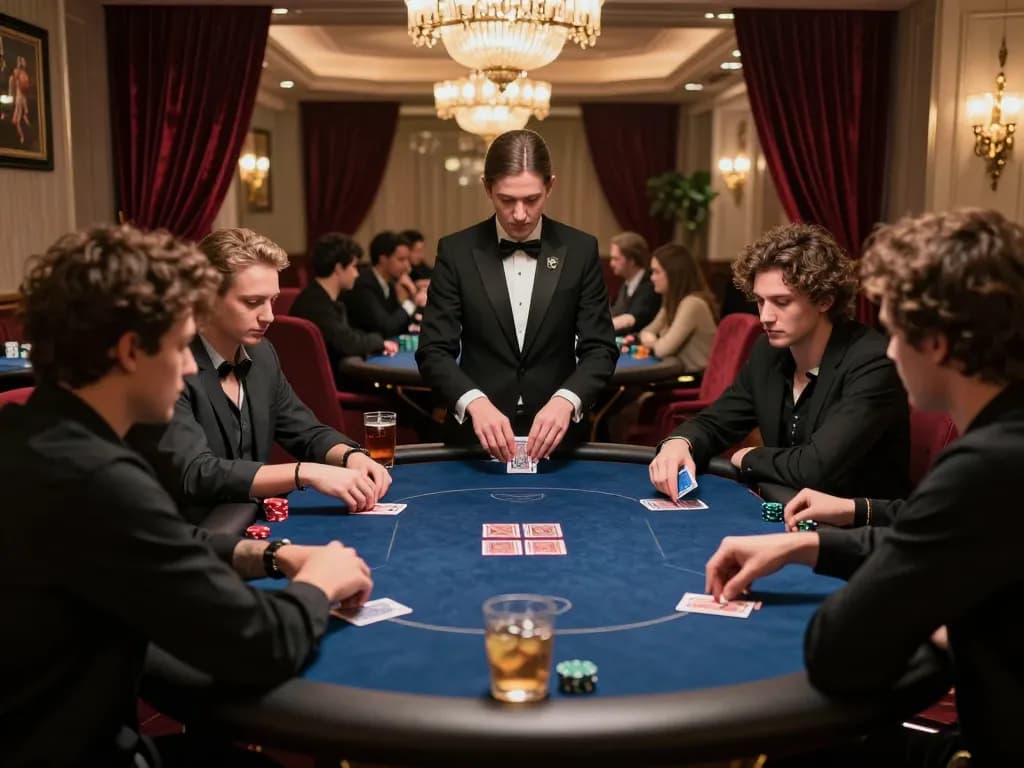 Players engage in a high-stakes poker game at FLY 88 casino, showcasing strategy and competitive spirit.