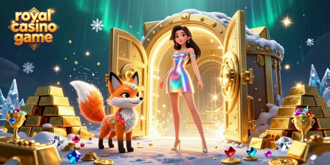 Engage with the royal casino game experience featuring vibrant characters amid dazzling treasures.